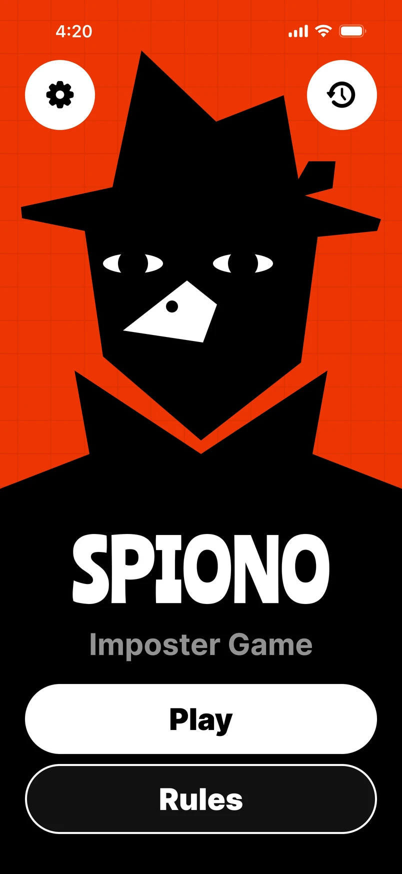 Spiono start screen